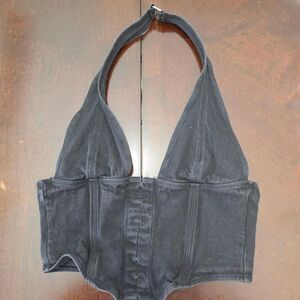 White Fox Boutique Black Denim Halter Corset